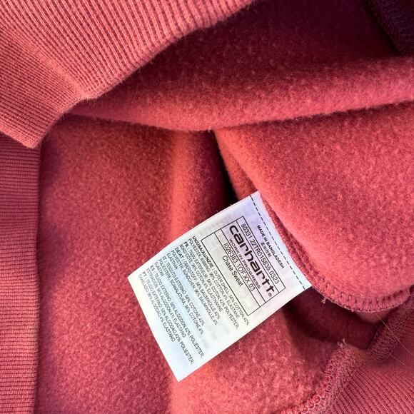 Men's Carhartt WIP Clay Pink Fleece Chase Crewneck Pullover Sweatshirt Sz Small - Picture 4 of 5